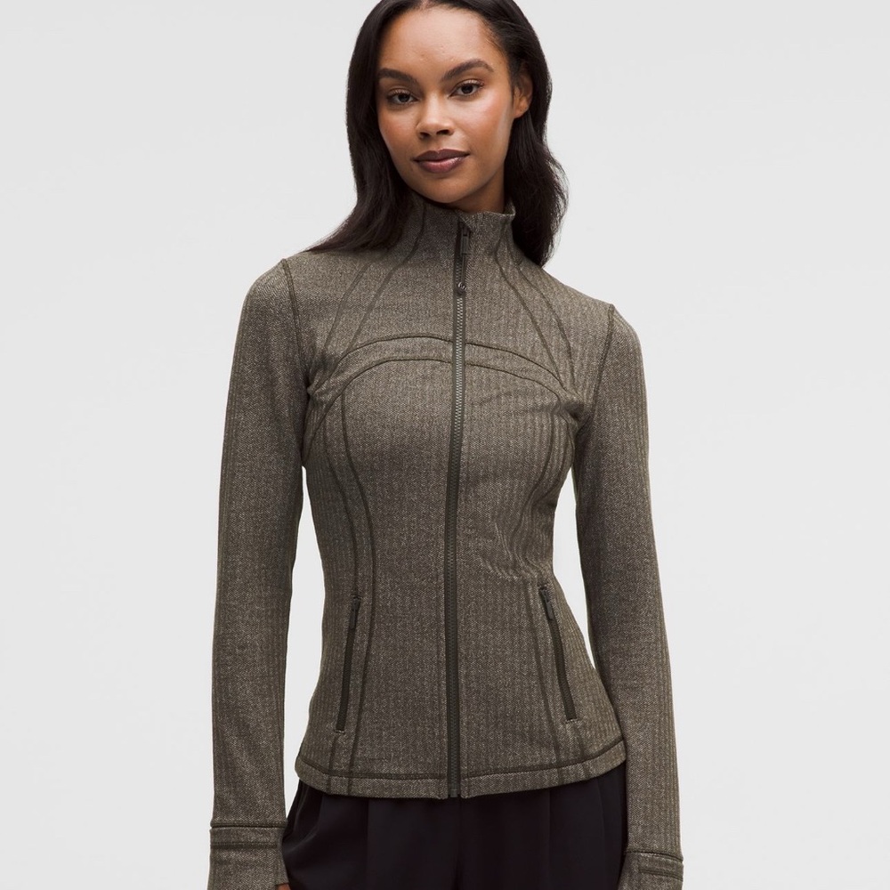 NWT Lululemom Define Jacket Heathered Herringbone Olive Brown Dark Olive Size 4